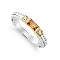 Clearance Citrine And Diamond Stacking Ring Two-Tone