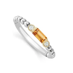 Cheap Citrine Stacking Ring With Diamonds Two-Tone