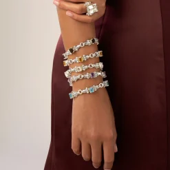 Fashion Classic Swiss Blue Topaz Bracelet Two-Tone