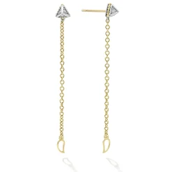 New Convertible Chain Diamond Stud Earrings Two-Tone