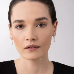 New Convertible Chain Diamond Stud Earrings Two-Tone