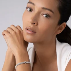 Shop Diamond Circle Caviar Bracelet | 6Mm Silver