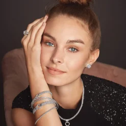 Shop Diamond Circle Caviar Bracelet | 6Mm Silver