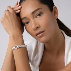 Best Sale Diamond Circle Caviar Bracelet | 9Mm Silver