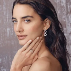 Store Diamond Circle Drop Earrings Diamonds