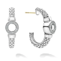 Online Diamond Circle Half Hoop Earrings Silver