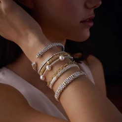 Outlet Diamond Cuff Bracelet | 8Mm Two-Tone