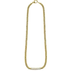 Hot Diamond Long Station Caviar Necklace Gold
