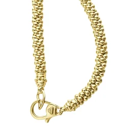 Hot Diamond Long Station Caviar Necklace Gold