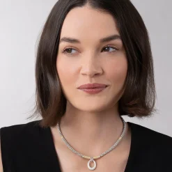 Best Sale Diamond Oval Caviar Necklace Two-Tone