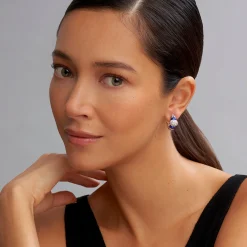 New Diamond Oval Ceramic Hoop Earrings Diamonds