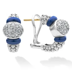 Cheap Diamond Oval Ceramic Hoop Earrings Silver