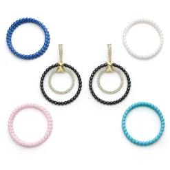 Flash Sale Double Circle 18K Gold And Diamond Earring Set Gold