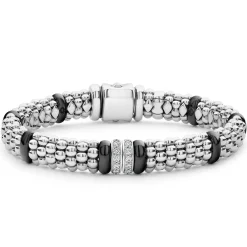 Discount Double Station Diamond Caviar Bracelet | 9Mm Silver