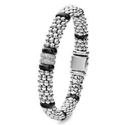 Discount Double Station Diamond Caviar Bracelet | 9Mm Silver