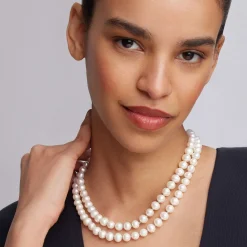 Fashion Double Strand Pearl Necklace Silver