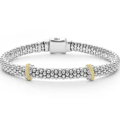 Store Double X Caviar Diamond Bracelet | 6Mm Two-Tone