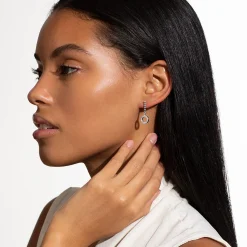 Sale Drop Circle Diamond Earrings Silver