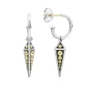 Discount Drop Pyramid Hoop Earrings Two-Tone