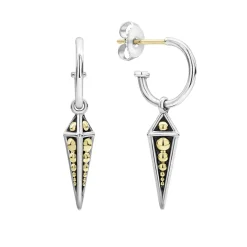 Discount Drop Pyramid Hoop Earrings Two-Tone