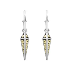 Discount Drop Pyramid Hoop Earrings Two-Tone