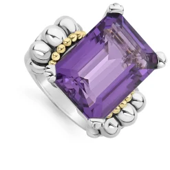 Hot Extra Large Emerald-Cut Amethyst Ring Two-Tone
