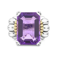 Hot Extra Large Emerald-Cut Amethyst Ring Two-Tone