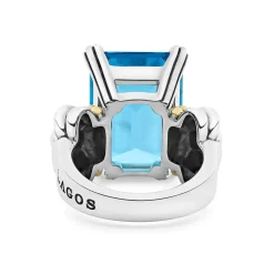 Clearance Extra Large Emerald-Cut Swiss Blue Topaz Ring Gemstones