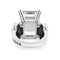 Sale Extra Large Emerald-Cut White Topaz Ring Two-Tone
