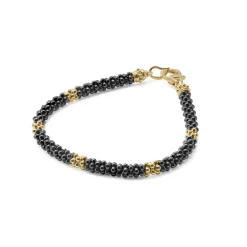 Cheap Five Small 18K Gold Station Ceramic Beaded Bracelet | 5Mm Gold