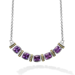 Flash Sale Five Station Amethyst Necklace Two-Tone