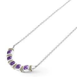 Flash Sale Five Station Amethyst Necklace Two-Tone