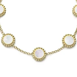 Hot Five Station Round Mother Of Pearl Bracelet Gold