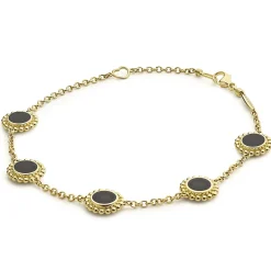 Online Five Station Round Onyx Bracelet Gold