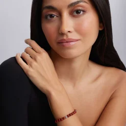 Cheap Five Station Silver Red Jasper Bead Bracelet Gemstones