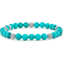Clearance Five Station Silver Turquoise Bead Bracelet Gemstones