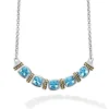 New Five Station Swiss Blue Topaz Necklace Two-Tone