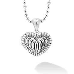 Best Sale Fluted Heart Locket Necklace Silver