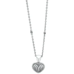 New Fluted Heart Pendant Necklace Silver