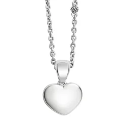 New Fluted Heart Pendant Necklace Silver