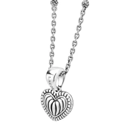New Fluted Heart Pendant Necklace Silver