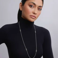 Store Fluted Link Station Necklace Silver