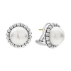 Flash Sale Fluted Pearl Stud Earrings Silver