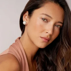 Flash Sale Fluted Pearl Stud Earrings Silver