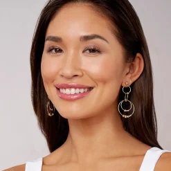 Outlet Four Circle Bead Drop Earrings Drop Earrings