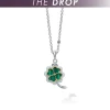 Clearance Four Leaf Malachite Clover Pendant Necklace Two-Tone