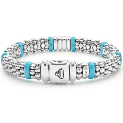 Fashion Four Station Diamond Caviar Bracelet | 9Mm Silver