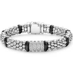 Cheap Four Station Diamond Caviar Bracelet | 9Mm Silver