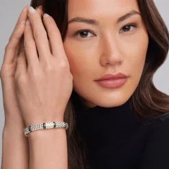 Cheap Four Station Diamond Caviar Bracelet | 9Mm Silver