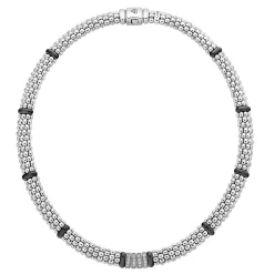 Best Sale Four Station Diamond Caviar Necklace Silver
